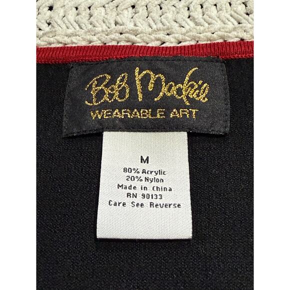 VTG Bob Mackie 2 Pc Cardigan Sweater Shell Embroidered Womens Medium Red Black - Picture 10 of 15